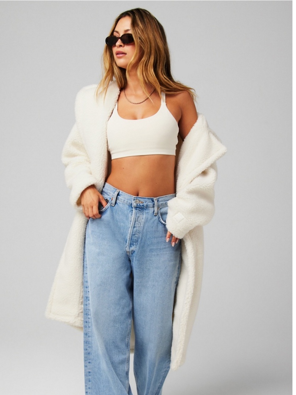 Fabletics Ivory Teddy Sherpa Coat